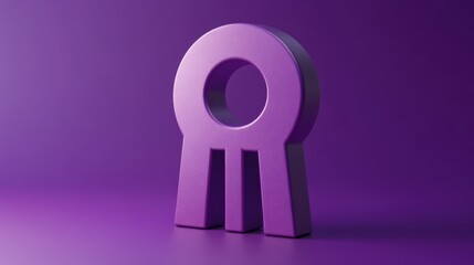 Poster - A stylized purple object with a round hole and three leg-like structures, set against a matching purple background.