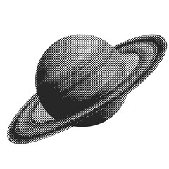 Wall Mural - planet with rings halftone grunge vector design element