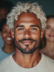 Poster - Radiant Multicultural Workforce Wellness Inclusive Corporate Portraits Celebrating Diverse Professionals in Soft Neutral Tones for Modern Employer Branding