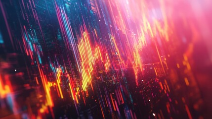 Poster - A vibrant digital representation of data visualizations featuring colorful lines and patterns, evoking a sense of technology and innovation.