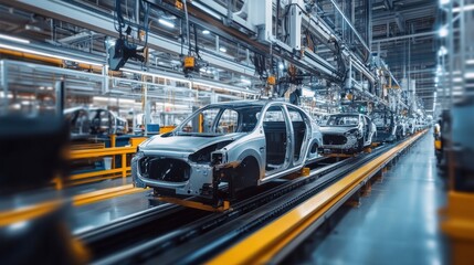 Poster - Automotive Assembly Line, Modern Car Manufacturing Process