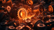 © Dadee - An explosion of gears and cogs sparked by intense heat.