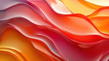 Poster - A vibrant, abstract wave pattern featuring shades of red, orange, and yellow, creating a dynamic and fluid visual experience.
