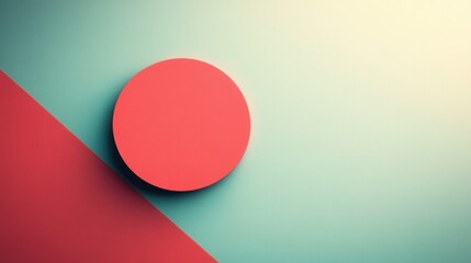 Poster - A minimalistic image featuring a red circle on a split-colored background of teal and red, creating a modern and abstract aesthetic.