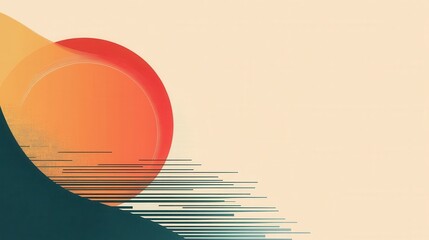 Poster - A vibrant abstract design featuring a large sun and flowing lines, evoking a sense of warmth and movement against a minimalist background.