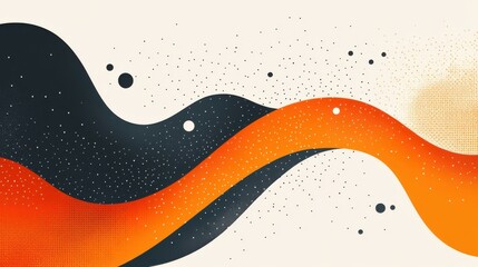 Poster - Abstract waves in black and orange flow across a light background, creating a dynamic and modern visual effect.