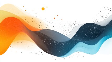 Poster - A vibrant abstract design featuring flowing waves in orange, blue, and black, creating a dynamic visual effect.