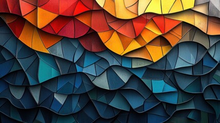 Poster - An abstract design featuring layered, vibrant colors resembling waves or flowing water.