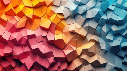 Poster - A vibrant, abstract composition featuring a mix of geometric shapes and colors, blending warm and cool tones in a textured design.