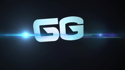 Poster - Animating glowing GG text with light flare on dark background