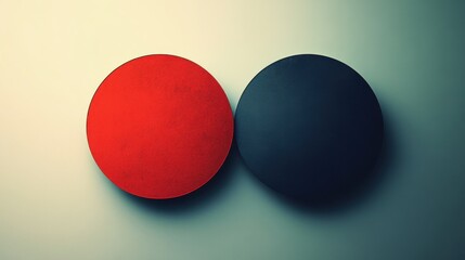 Poster - Two contrasting circular objects, one red and one black, set against a softly lit background, creating a minimalist aesthetic.