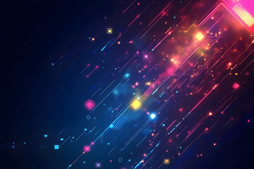 Poster - a vibrant digital abstract design showcasing dynamic lines and glowing geometric shapes.