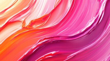 Poster - A vibrant abstract painting showcasing swirling brushstrokes in shades of pink, orange, and white, creating a dynamic and energetic visual effect.