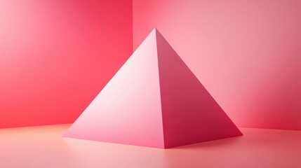 Poster - A minimalist pink pyramid against a matching pink backdrop, creating a vibrant and modern aesthetic.