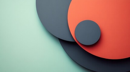 Poster - A minimalist composition featuring layered circular shapes in contrasting colors against a soft background, creating a modern aesthetic.