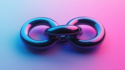 Poster - A stylized, glossy metallic infinity symbol with a vibrant gradient background, combining shades of blue and pink for a modern aesthetic.