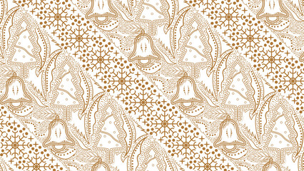 festive brown and white christmas batik seamless pattern. traditional indonesian style with trees, b
