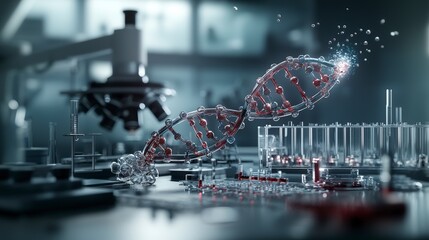 Aufkleber - Futuristic genetic engineering technology showcase laboratory digital art high-tech environment macro view innovation