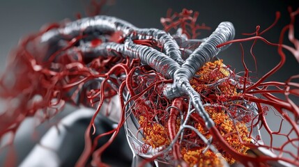 Fototapete - Exploring the human circulatory system dynamic digital illustration in a close-up medical visualization