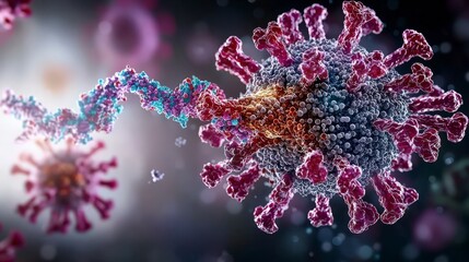 Aufkleber - Vibrant virus model illustration laboratory setting digital art microscopic view health concept for awareness