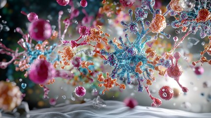 Leinwandbilder - High-resolution close-up of human cell regeneration and microbial environments a biology concept illustration