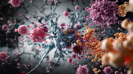Leinwandbilder - Human cell regeneration process visualized scientific environment 3d render microcosm exploration detailed concept