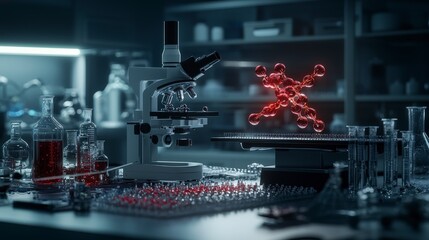 Poster - Advanced genetic engineering techniques in modern labs high-tech research in close-up view