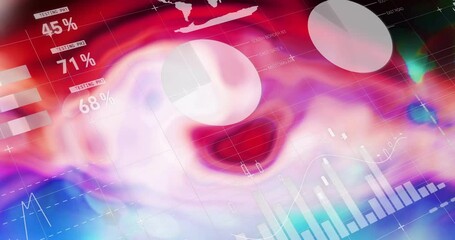  - Colorful charts and graphs creating animation over swirling abstract background