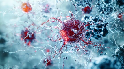 Leinwandbilder - Human cells in action microscopic view scientific imagery laboratory environment detailed structure concept