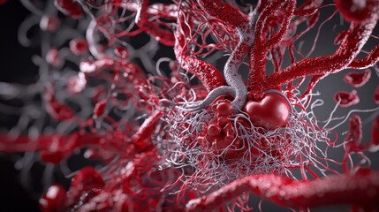 Poster - 3d model of intricate circulatory system anatomy in medical environment - educational close-up visualization