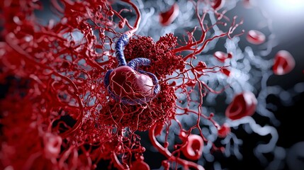 Poster - Circulatory system visualization featuring cadd digital render medical illustration scientific environment macro view