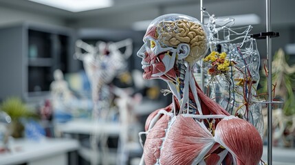 Poster - Human anatomy model showcase medical lab educational display clinical environment close-up viewpoint vibrant details
