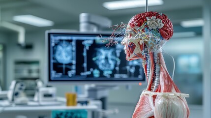 Poster - Anatomy model display medical lab educational image clinical environment side view human body insights