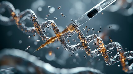 Fototapete - Genetic engineering breakthrough laboratory digital art high-tech environment close-up view innovation in science