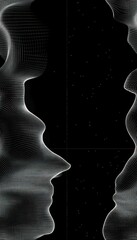 Aufkleber - Abstract digital landscape with flowing forms and cosmic dust on a stark background