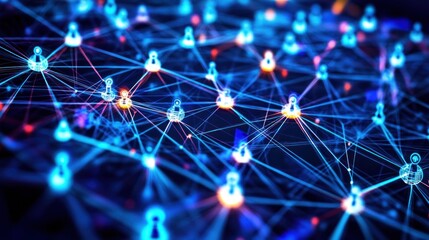Fototapete - Global Network Connection, Visualization of Interconnectedness