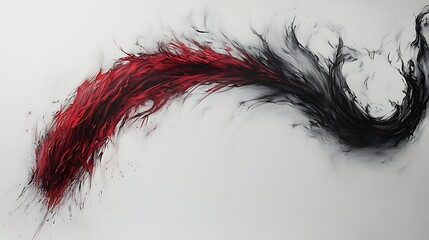 Aufkleber - Abstract swirling red and black paint on white canvas creating dynamic motion with splashes