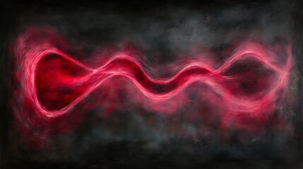 Aufkleber - Abstract representation of red flowing waves on a dark background, suggesting motion and energy