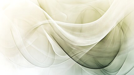 Poster - Abstract swirls of soft green and beige smoke creating a tranquil atmosphere in a minimalist setting