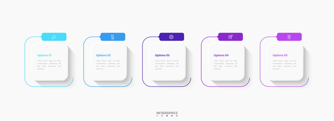 Wall Mural - Vector Infographic label design template with icons and 5 options or steps. Can be used for process diagram, presentations, workflow layout, banner, flow chart, info graph.