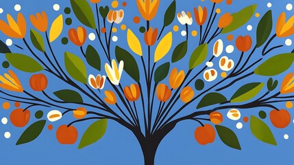 Poster - abstract tree with colorful leaves