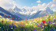 © 新然 许 - mountain, landscape, mountains, nature, sky, summer, flowers, alps, meadow, grass, flower, clouds, view, travel, spring, snow, alpine, peak, green, forest, rock, valley, hiking, field, glacier