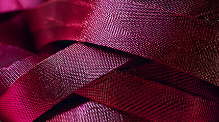 Poster - Glossy Red Ribbon Texture with Beautiful Light Reflection for Festive Decoration and Creative Projects, Perfect Background for Various Designs and Crafts