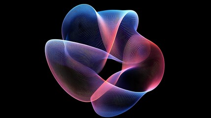 Aufkleber - Abstract colorful waveforms intertwining against a black background, creating a mesmerizing visual effect