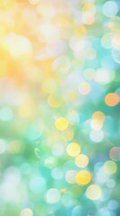 Fototapete - Cheerful Bokeh Composition: Abstract Light Bursts in Yellow, Green, and Blue for Festive Backgrounds