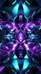 Poster - Luminous geometric background featuring overlapping crystal shards and refracted light in shades of purple and blue