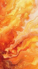 Leinwandbilder - Rich, sunset-inspired watercolor wash blending fiery oranges and golden yellows into an abstract fluid art masterpiece.