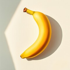 Aufkleber - Ripe Banana on Beige Background with Strong Shadow - Healthy Eating, Tropical Fruit, Natural Light