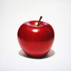 Aufkleber - Glossy Red Apple Still Life: Vibrant Color, Crisp Detail, and Natural Form on a White Canvas Background