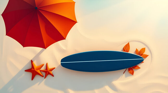 Start of Summer, June 21, Summer Begins, summer arrives Friday, summer solstice, World Tour Day, Beach Landscape, Beach Elements on Sand of Beach, Generative Ai